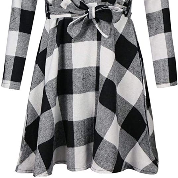 Womens Black and White Plaid Tie Front Dress sz small - Picture 2 of 5